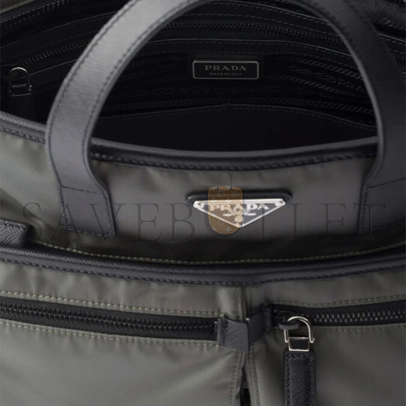 PRADA RE-NYLON AND SAFFIANO LEATHER TOTE BAG 2VG860 (36*34*8cm) PRADA RE-NYLON AND SAFFIANO LEATHER TOTE BAG 2VG860 (36*34*8cm)